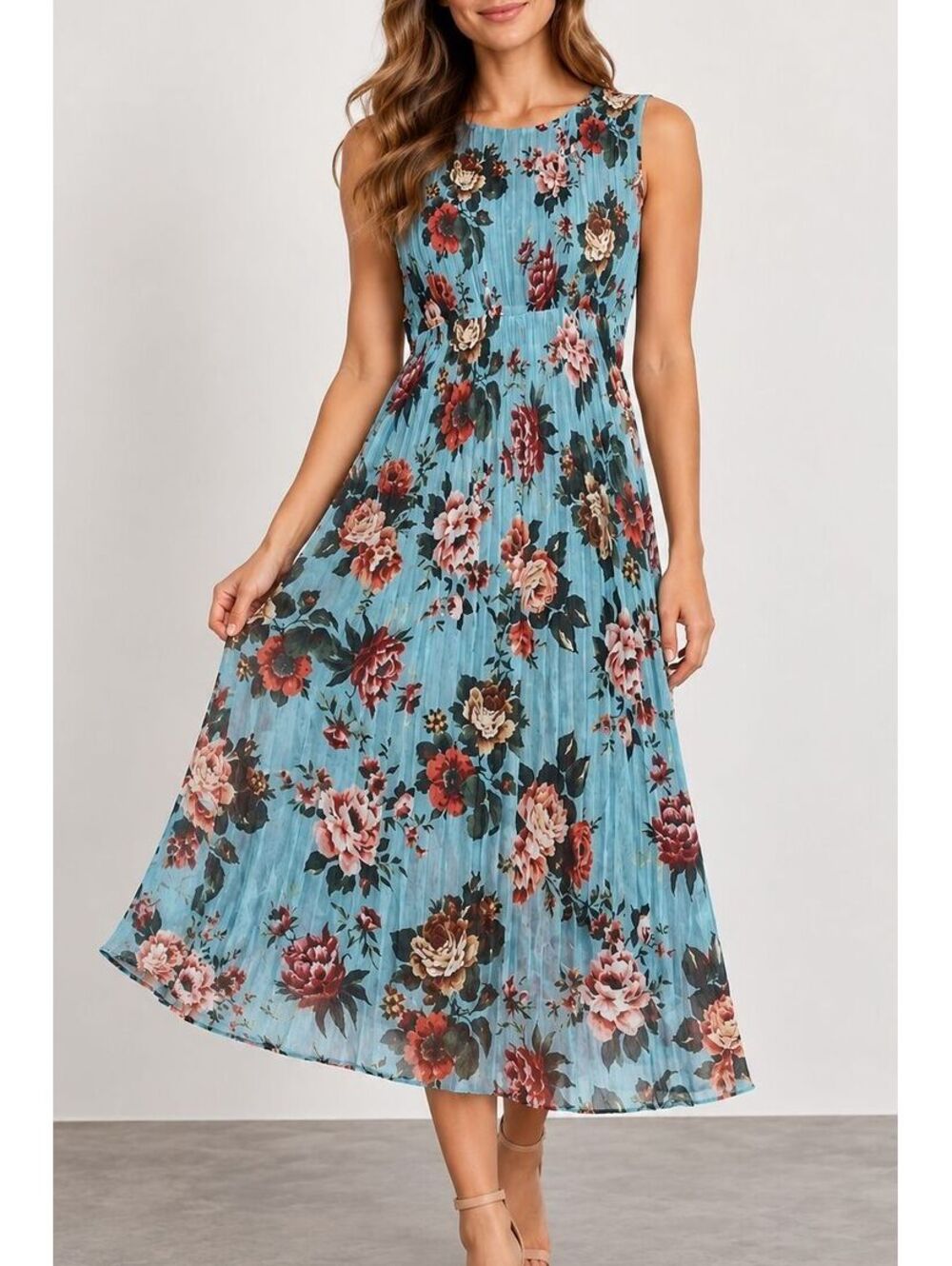 LAPIS Teal Blue Floral Mesh Maxi Dress Womens XL Boho Romantic